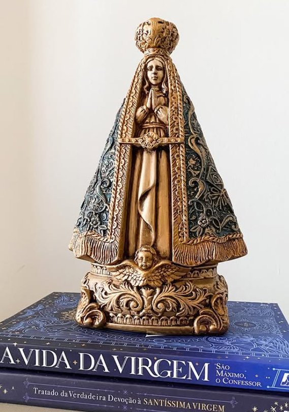 Nossa Senhora Aparecida dourada feita à mão - imagens católicas em São José do Rio Preto